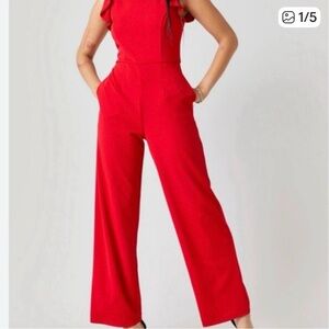 Francesca's Collections Vibrant Red Jumpsuit
